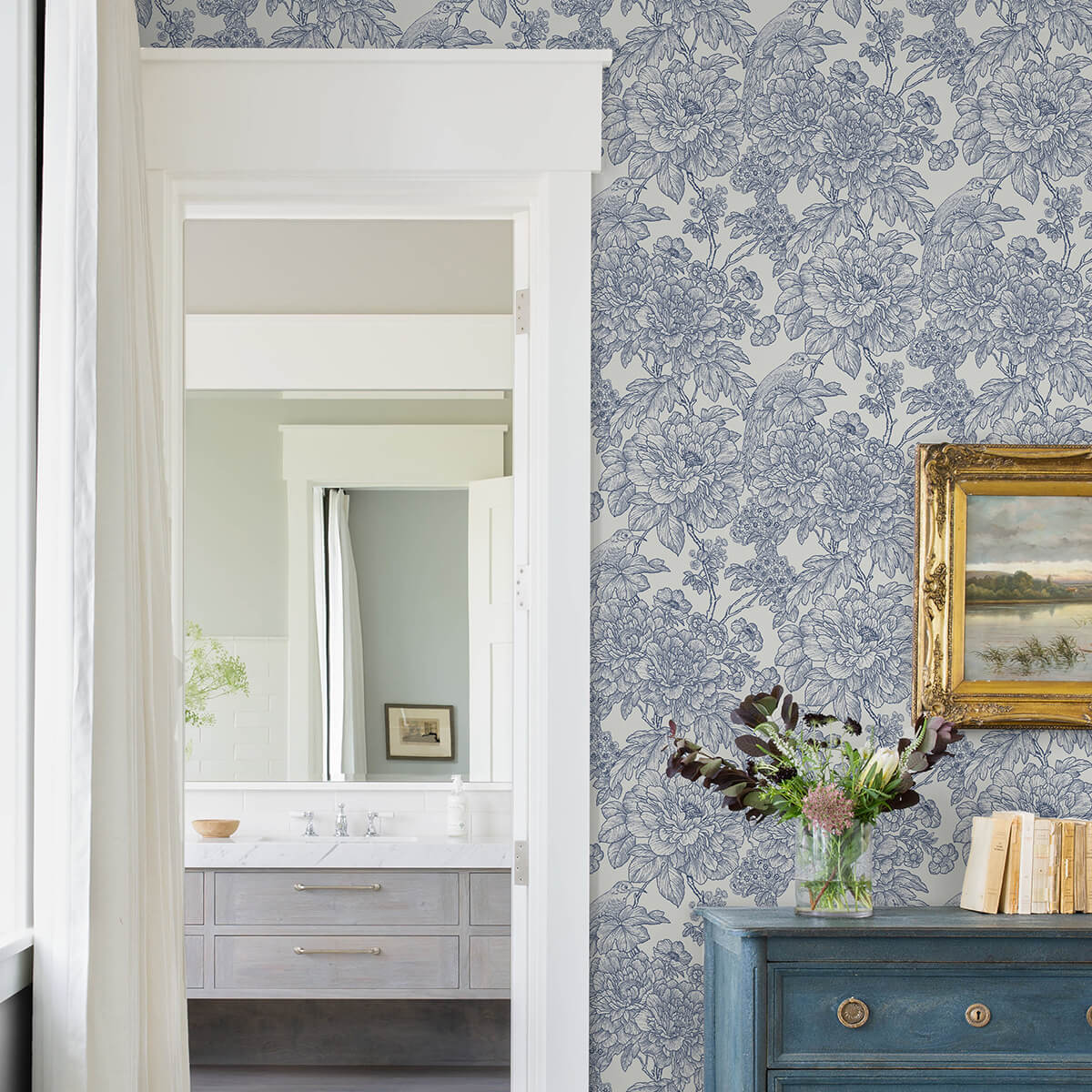 Blue Sudbury Peel and Stick Wallpaper - York Wallcoverings - NUS4289 - York Wallcoverings Wallpaper