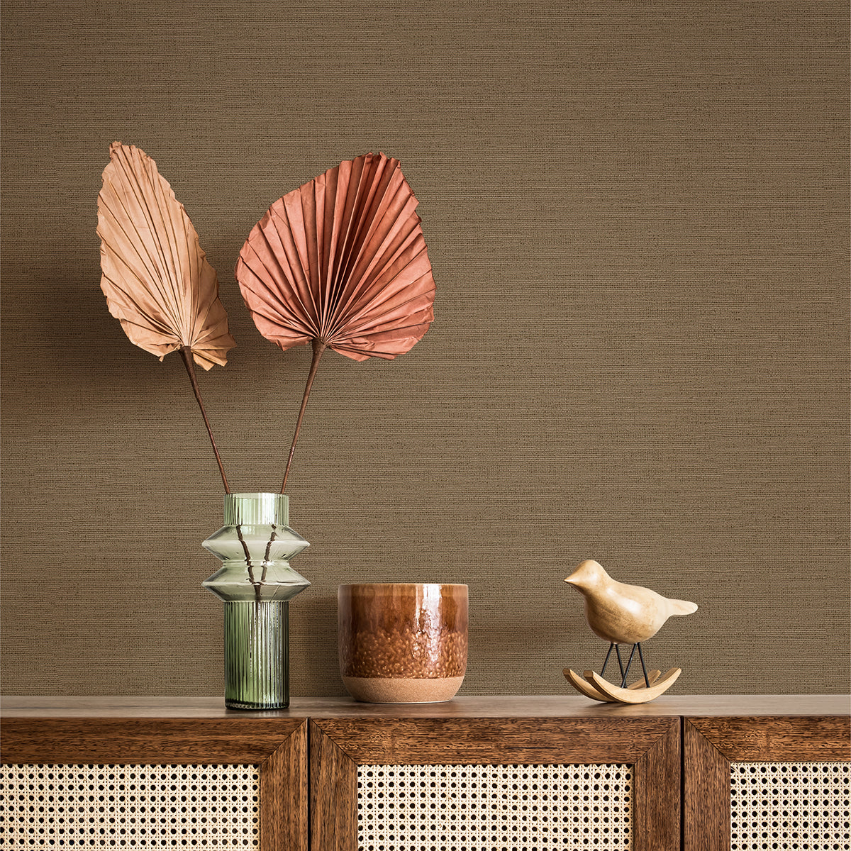 Canseco Brown Distressed Texture Wallpaper - Brewster Wallcovering