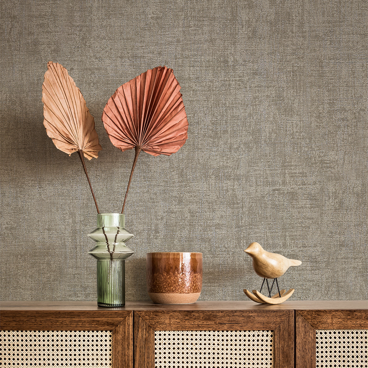 Yurimi Taupe Distressed Wallpaper  | Brewster Wallcovering