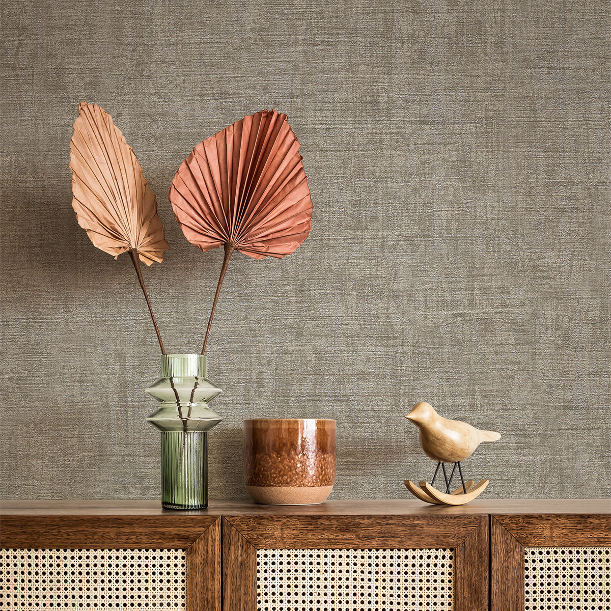 Yurimi Taupe Distressed Wallpaper - Brewster Wallcovering