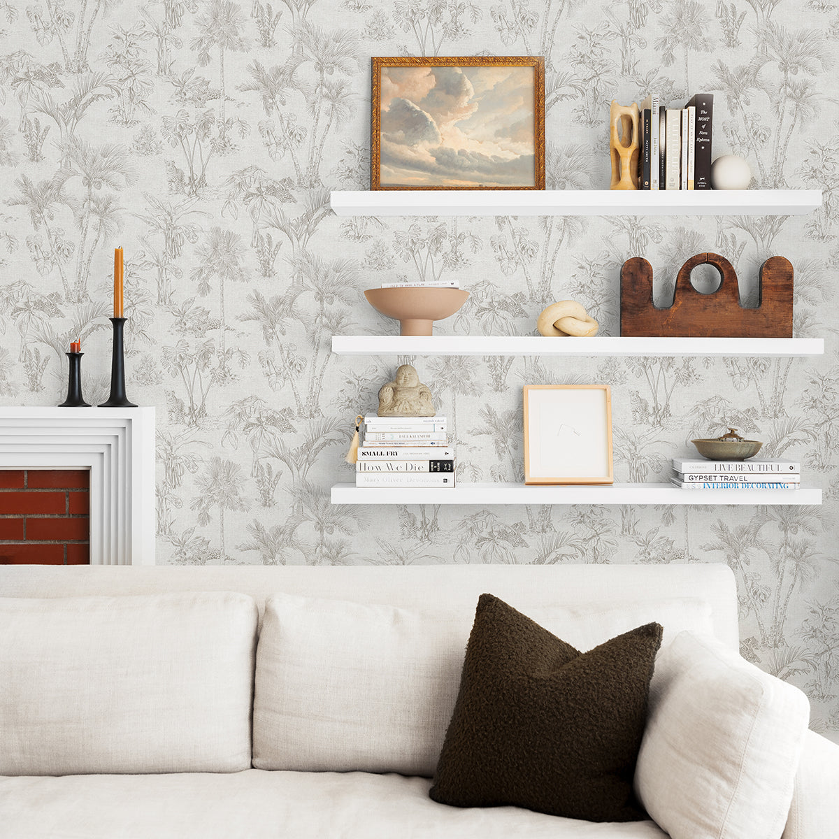 Zapata Off-White Trees Wallpaper  | Brewster Wallcovering