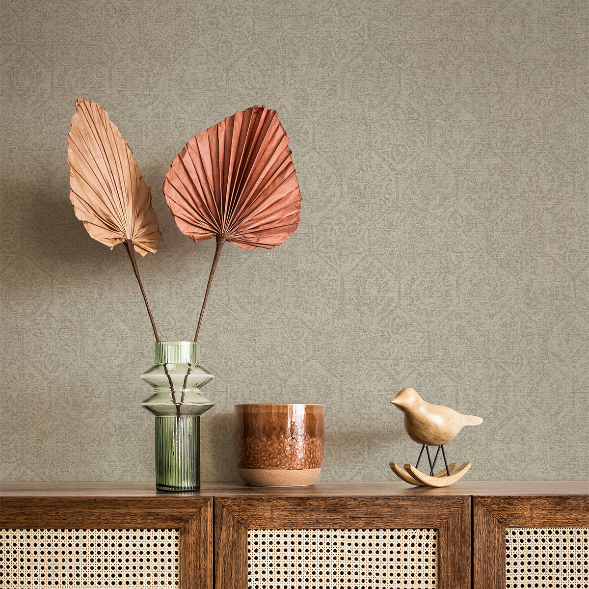 Edsel Grey Geometric Wallpaper - Brewster Wallcovering