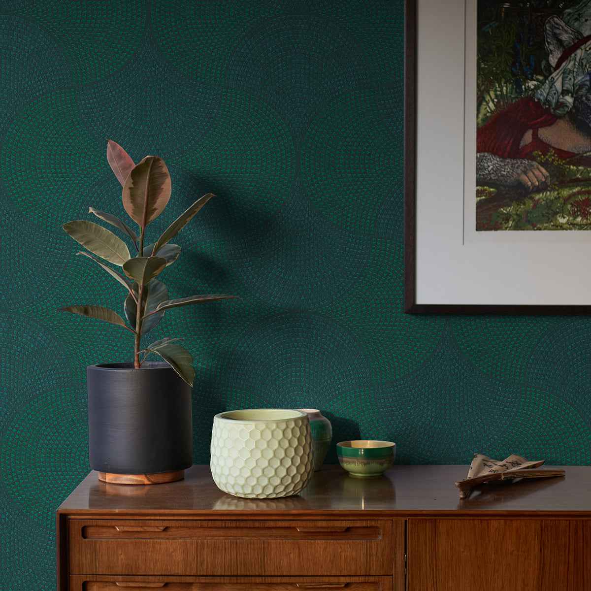 Bel Air Teal Fan Wallpaper - York Wallcoverings - 4044-38027-1 - York Wallcoverings Wallpaper