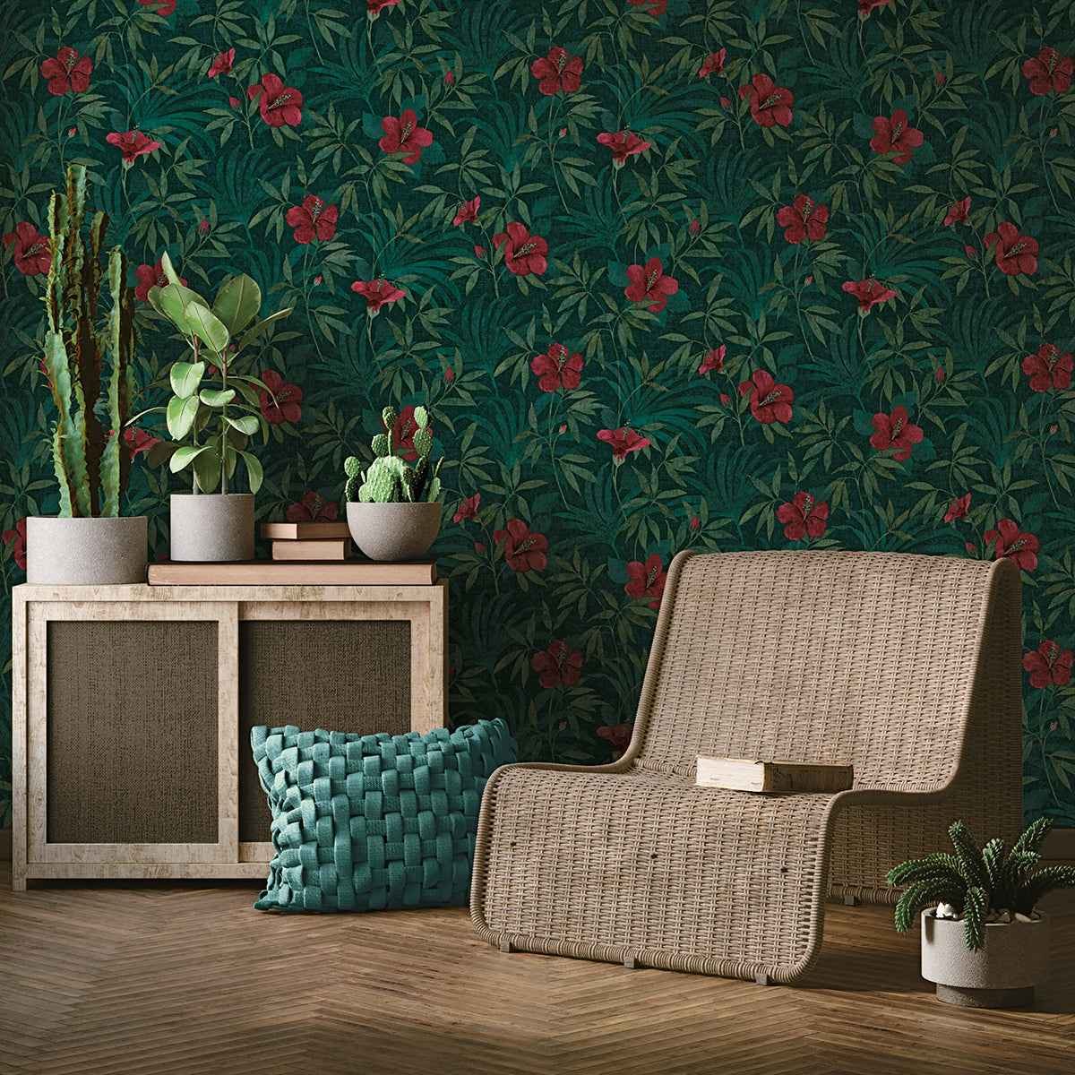Malecon Green Floral Wallpaper - York Wallcoverings - 4044-38028-1 - York Wallcoverings Wallpaper
