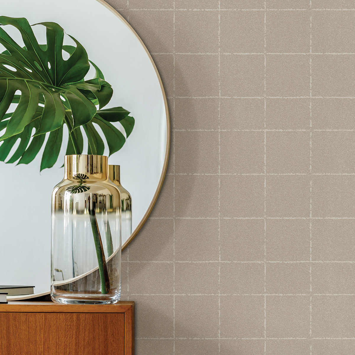 Kishi Neutral Tile Wallpaper  | Brewster Wallcovering