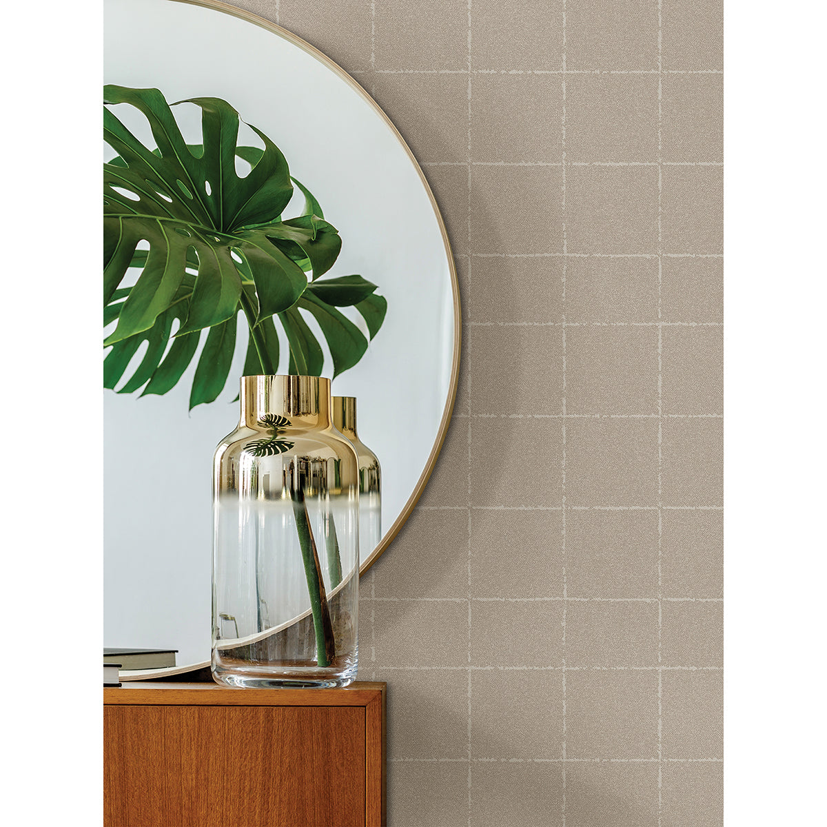 Kishi Neutral Tile Wallpaper  | Brewster Wallcovering