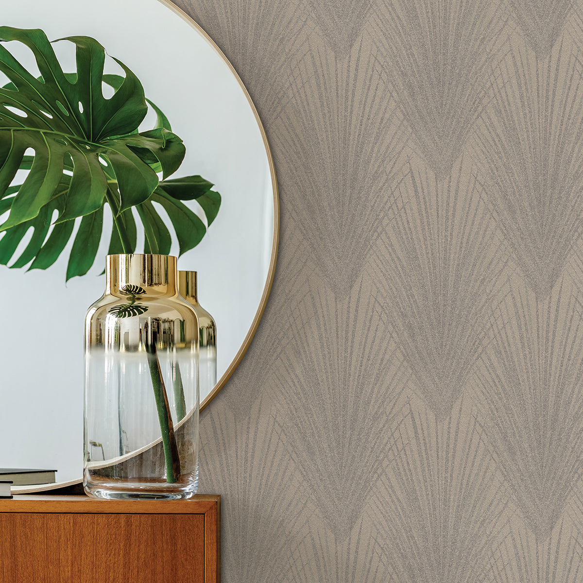 Keina Beige Fronds Wallpaper - Brewster Wallcovering