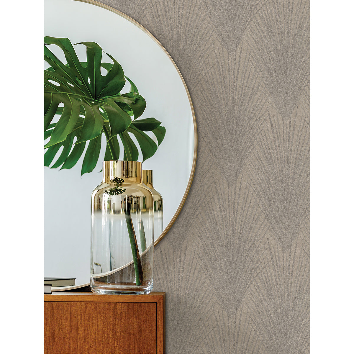 Keina Beige Fronds Wallpaper - Brewster Wallcovering