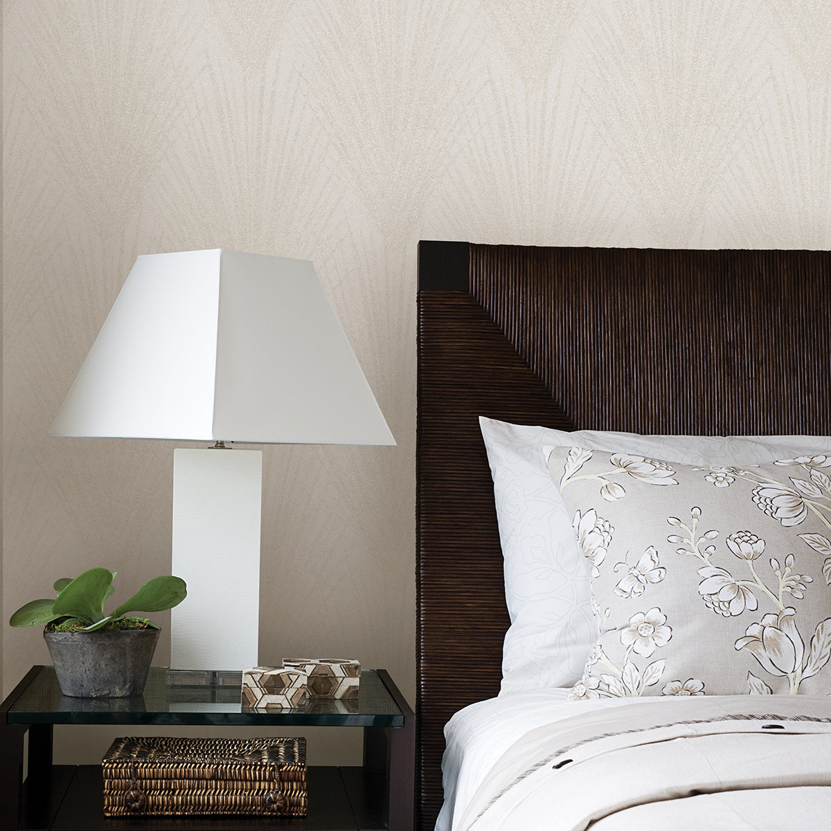 Keina Taupe Fronds Wallpaper  | Brewster Wallcovering - The WorkRm