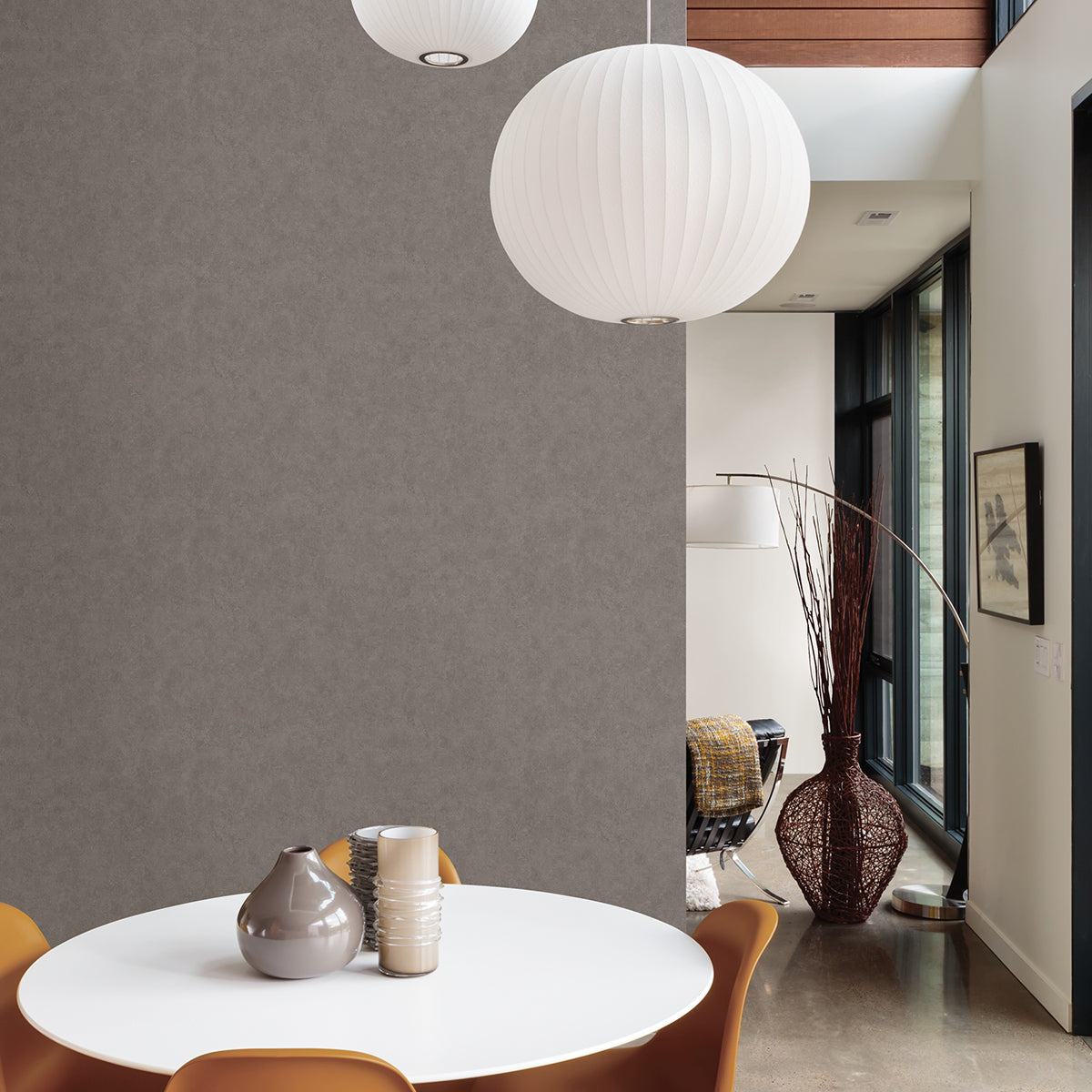 Ryu Dark Grey Cement Texture Wallpaper - Brewster Wallcovering