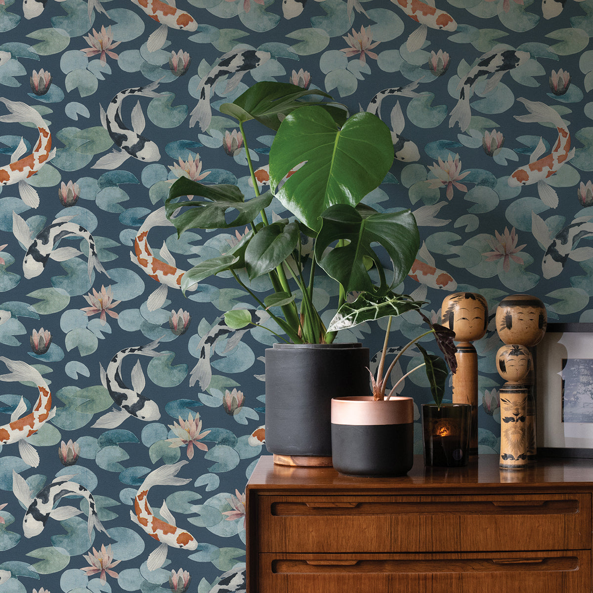 Nobu Blue Koi Fish Wallpaper  | Brewster Wallcovering - The WorkRm