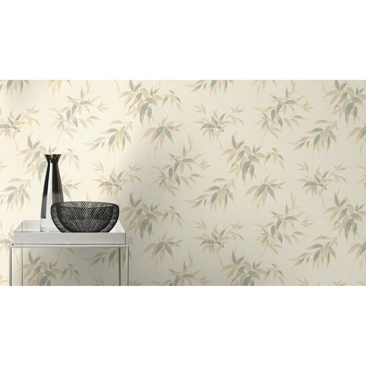 Minori White Leaves Wallpaper - Brewster Wallcovering