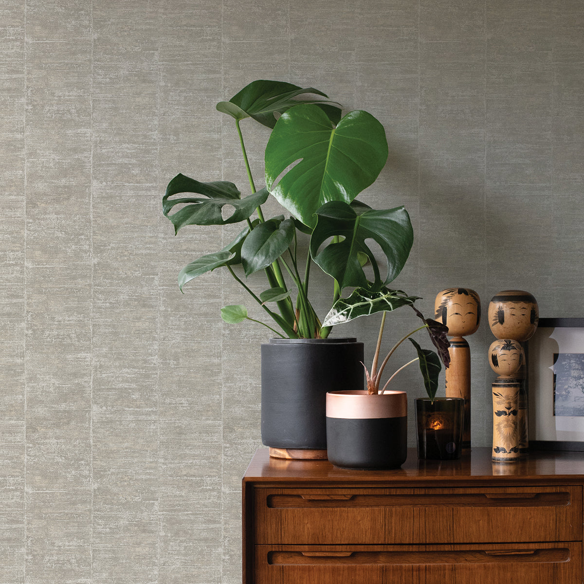 Aiko Silver Stripe Wallpaper - Brewster Wallcovering