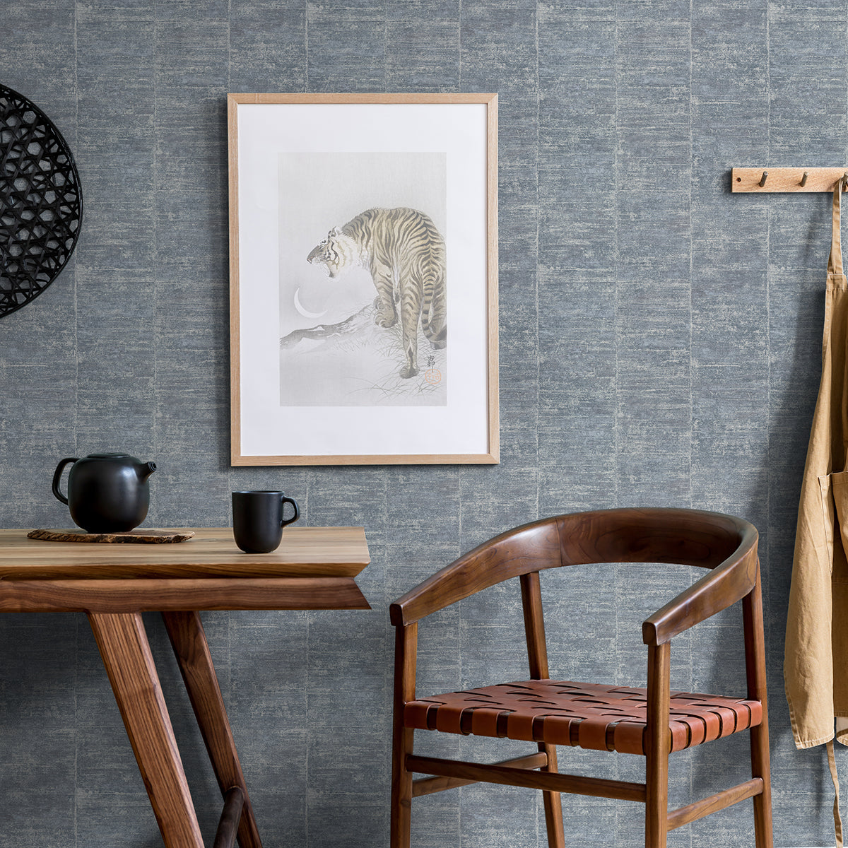 Aiko Denim Stripe Wallpaper - Brewster Wallcovering