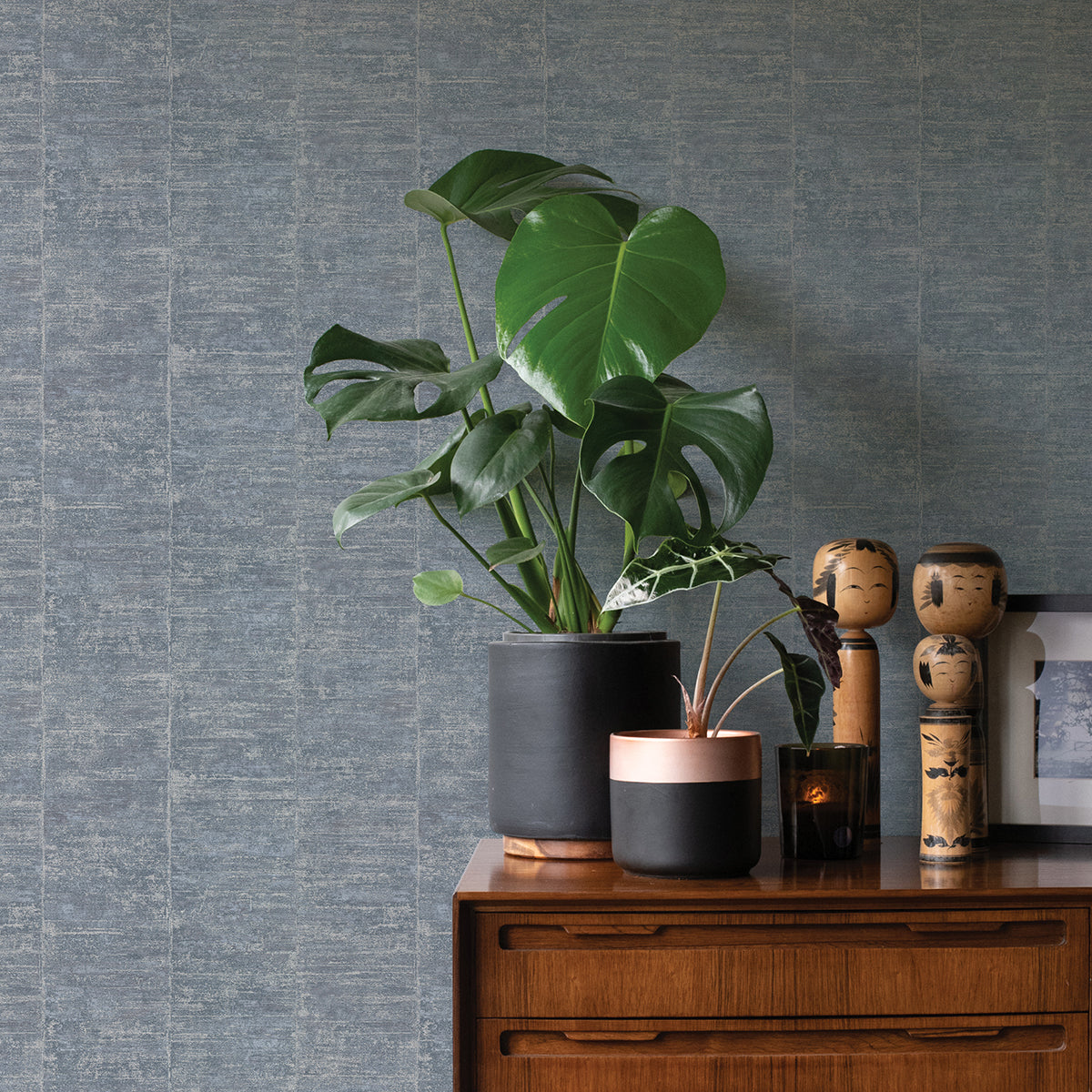 Aiko Denim Stripe Wallpaper - Brewster Wallcovering