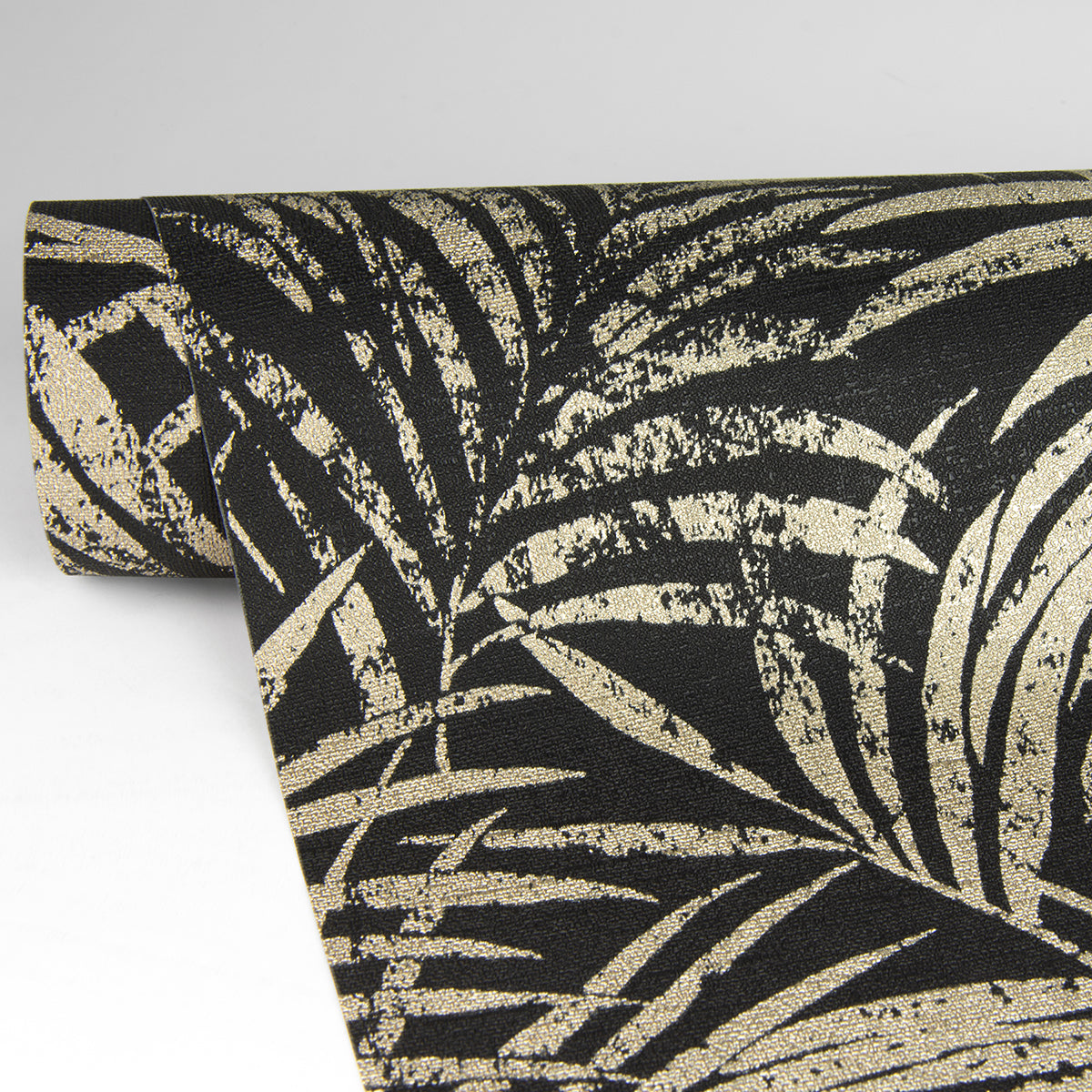 Yumi Black Palm Leaf Wallpaper  | Brewster Wallcovering