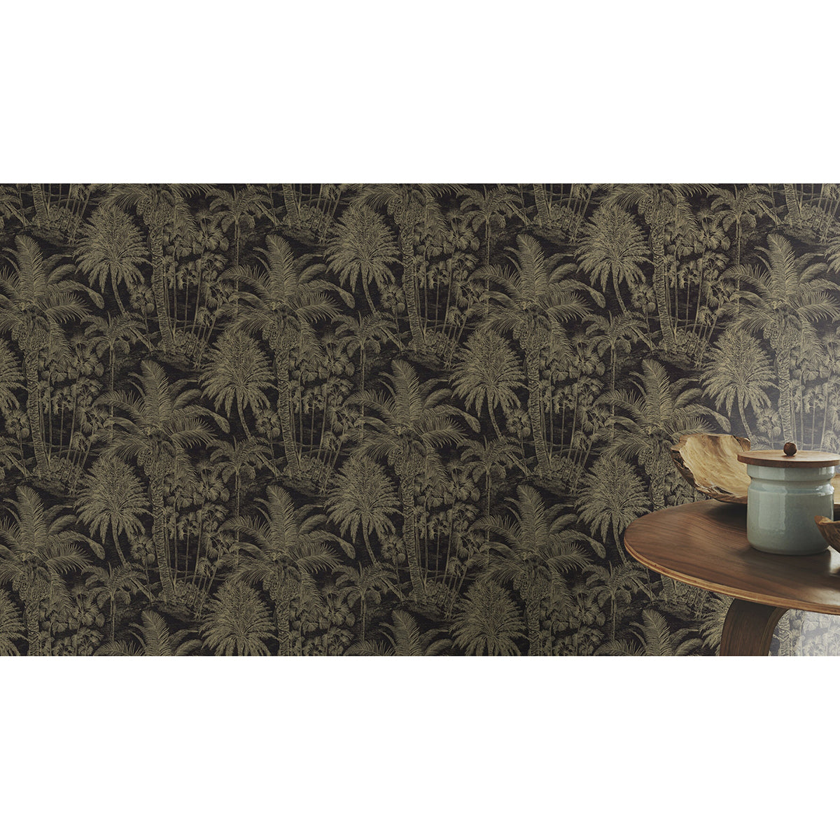 Yubi Black Palm Trees Wallpaper - Brewster Wallcovering