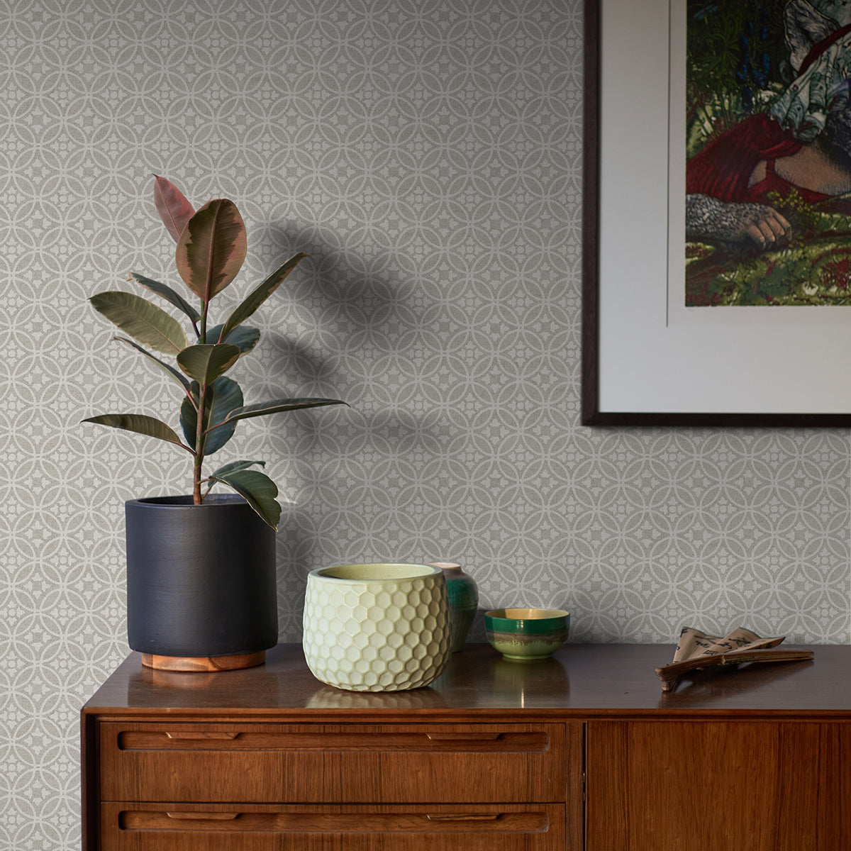 Larsson Grey Ogee Wallpaper  | Brewster Wallcovering - The WorkRm