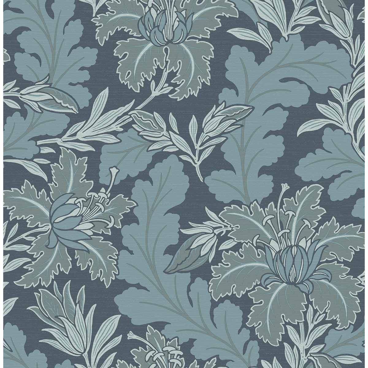 Brewster Wallcovering-Butterfield Blue Floral Wallpaper