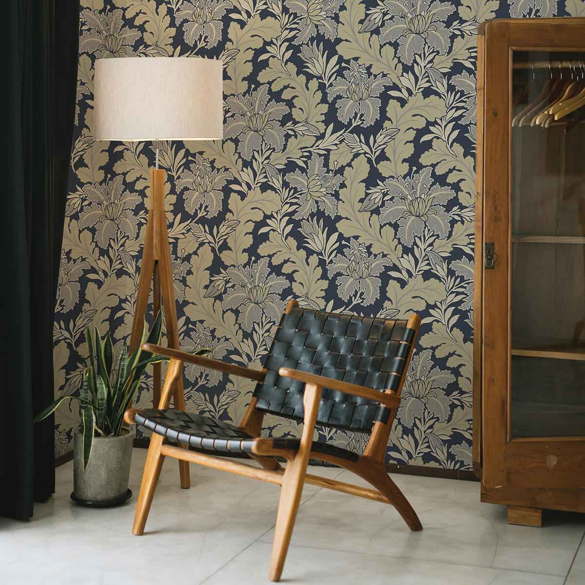 Butterfield Navy Floral Wallpaper - York Wallcoverings - 2970-26141 - York Wallcoverings Wallpaper