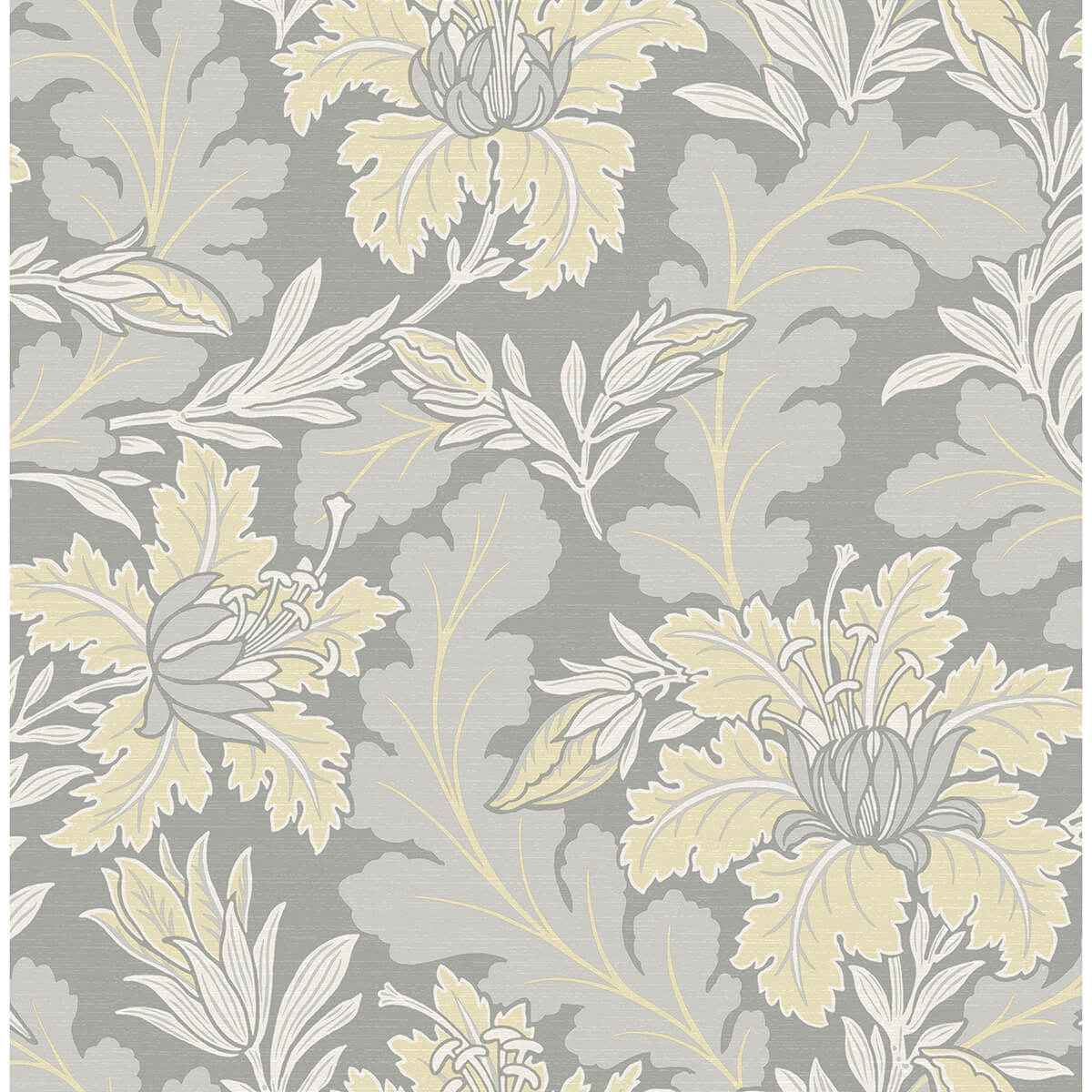 Butterfield Light Grey Floral Wallpaper - York Wallcoverings - 2970-26142 - York Wallcoverings Wallpaper