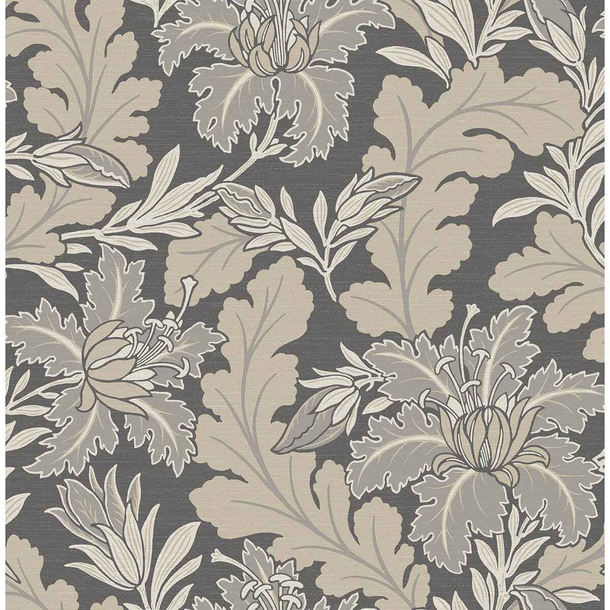 Butterfield Grey Floral Wallpaper - York Wallcoverings - 2970-26143 - York Wallcoverings Wallpaper