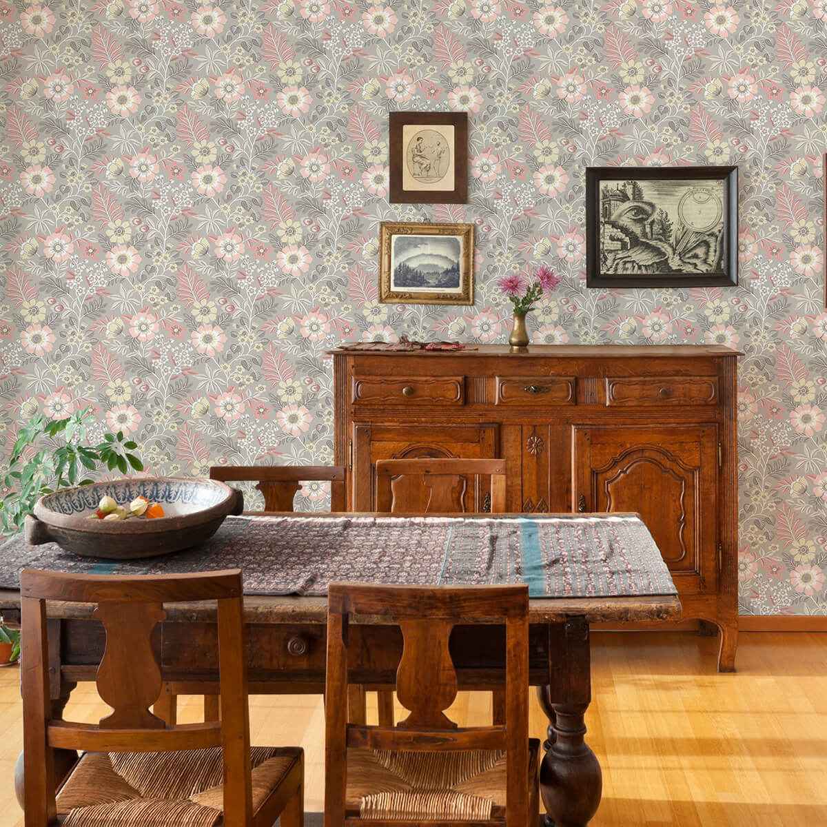Voysey Pink Floral Wallpaper - York Wallcoverings - 2970-87536 - York Wallcoverings Wallpaper
