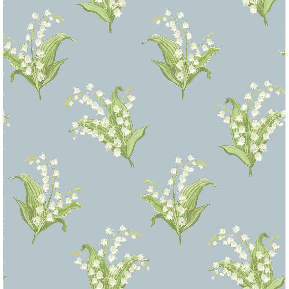 Farmington Blue Heather Lily of the Valley Wallpaper - York Wallcoverings - AST4339