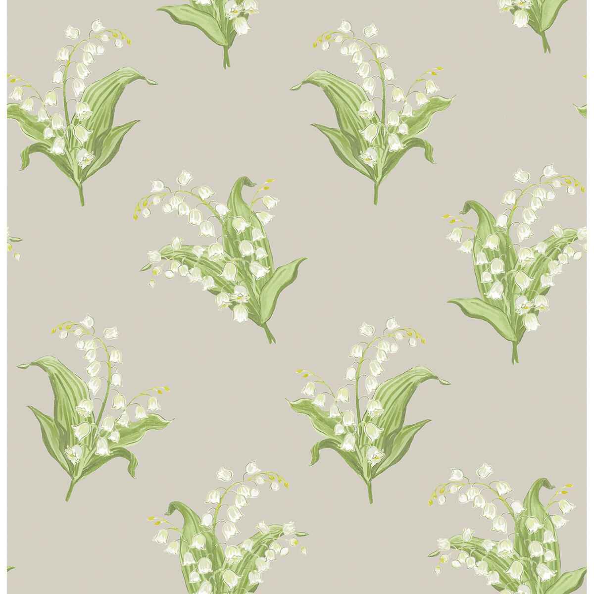 Farmington Stone Lily of the Valley Wallpaper - York Wallcoverings - AST4341