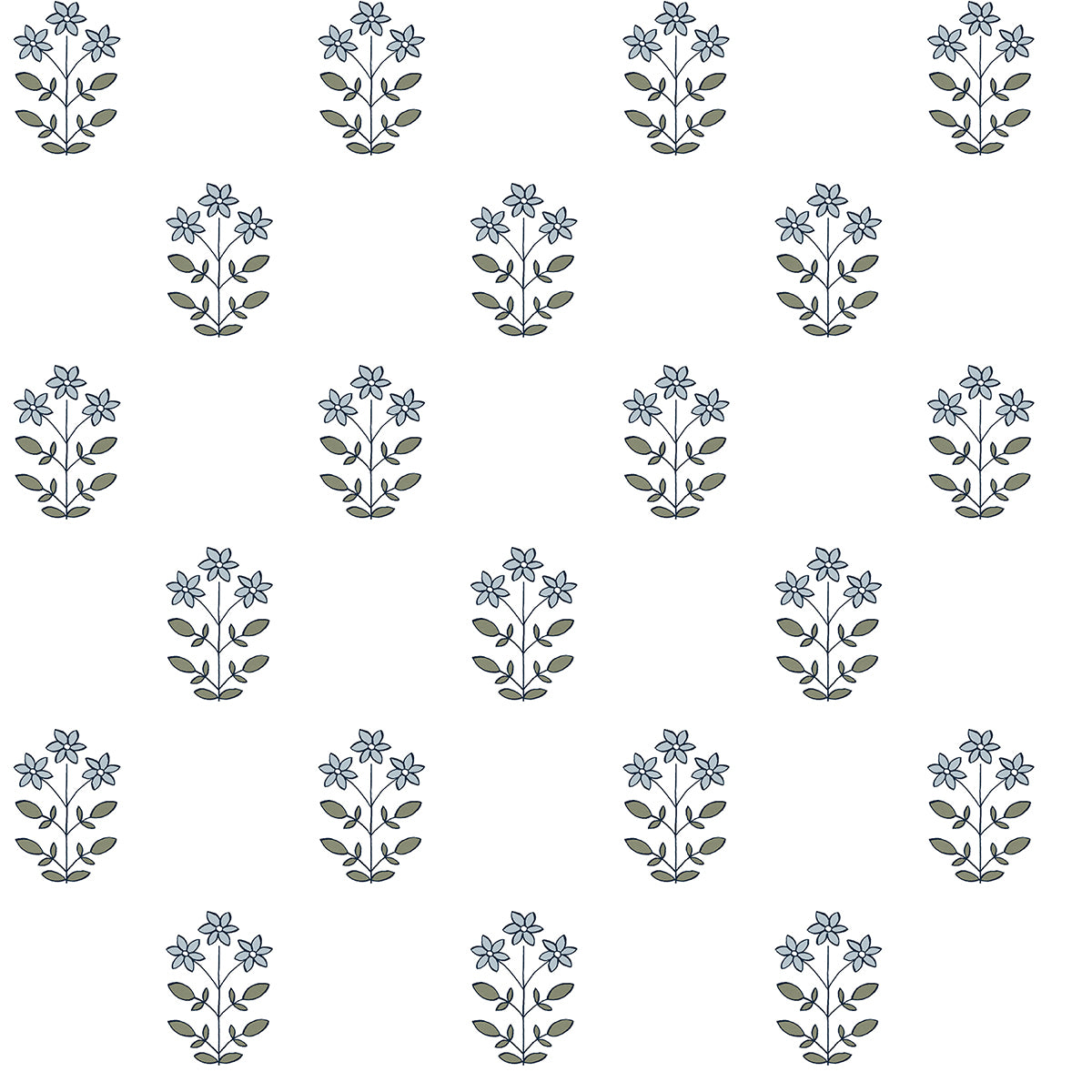 Picture of Kit Blue Heather Floral Wallpaper By Erin Gates