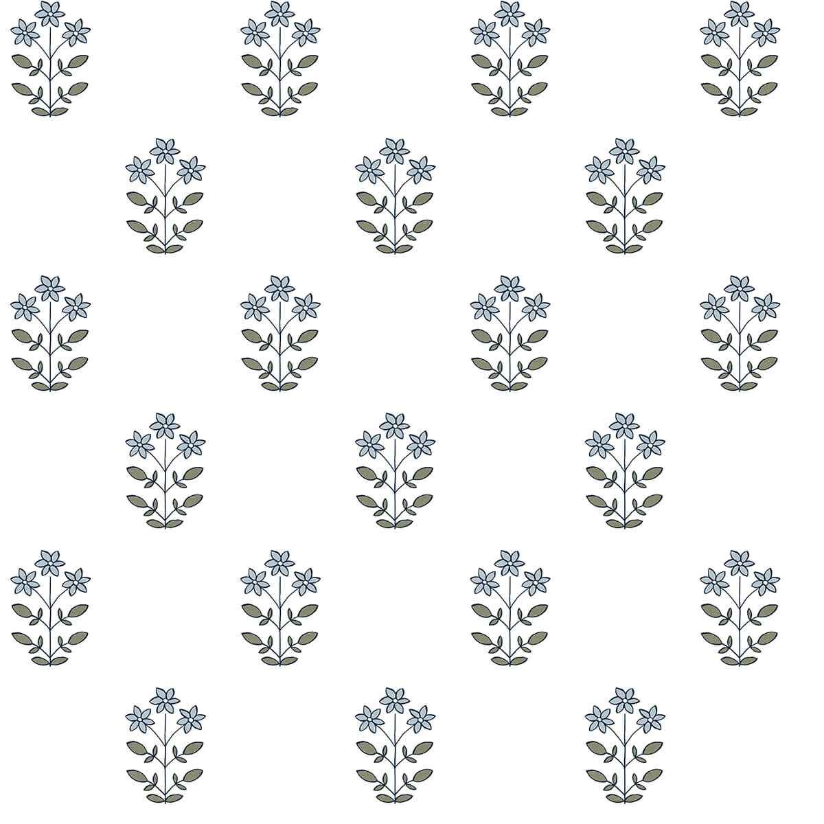 Kit Blue Heather Floral Wallpaper - York Wallcoverings - AST4358