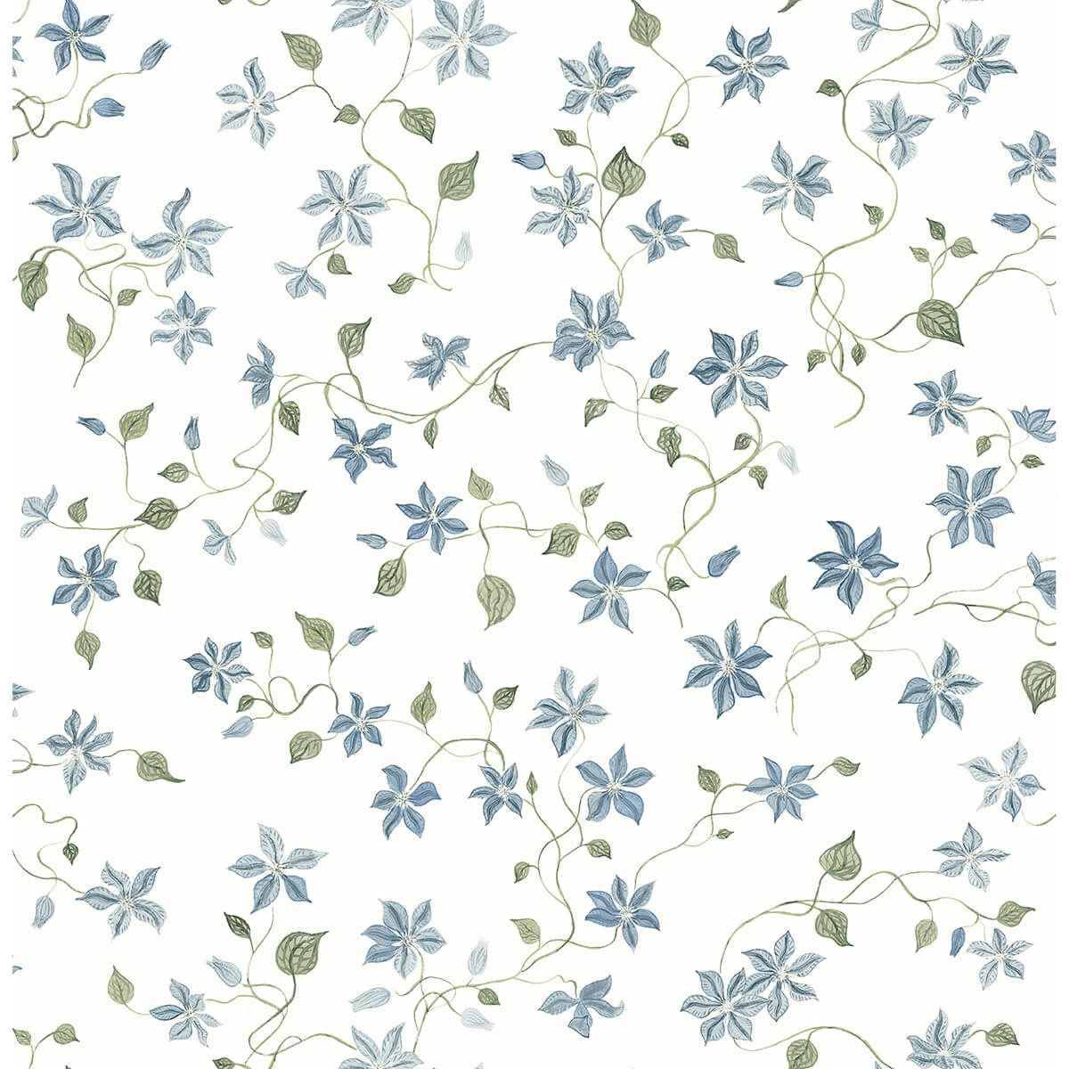 Betsy Blue Heather Floral Trail Wallpaper - York Wallcoverings - AST4364 - York Wallcoverings Wallpaper