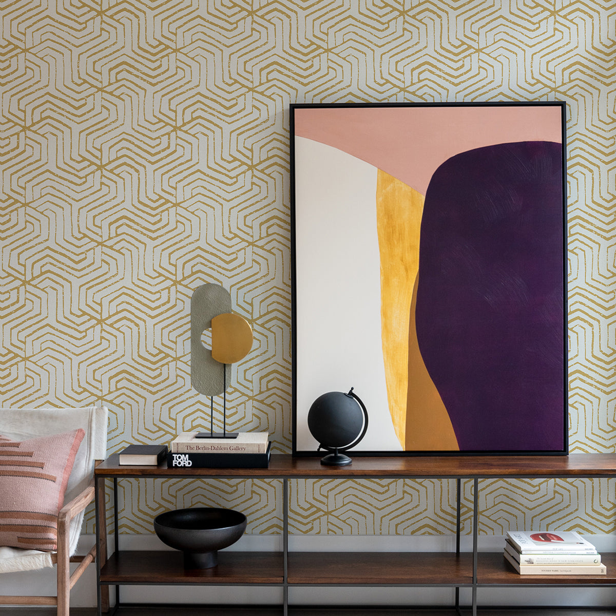 Ochre Farrow Peel and Stick Wallpaper  | Brewster Wallcovering - The WorkRm