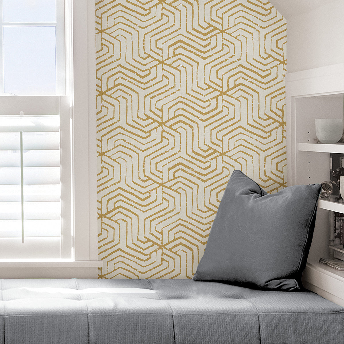 Ochre Farrow Peel and Stick Wallpaper  | Brewster Wallcovering - The WorkRm