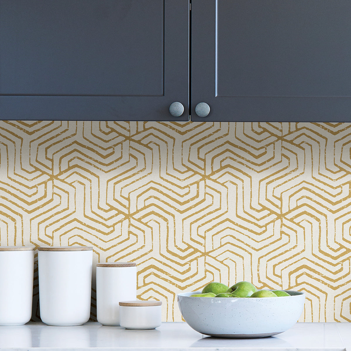 Ochre Farrow Peel and Stick Wallpaper  | Brewster Wallcovering - The WorkRm