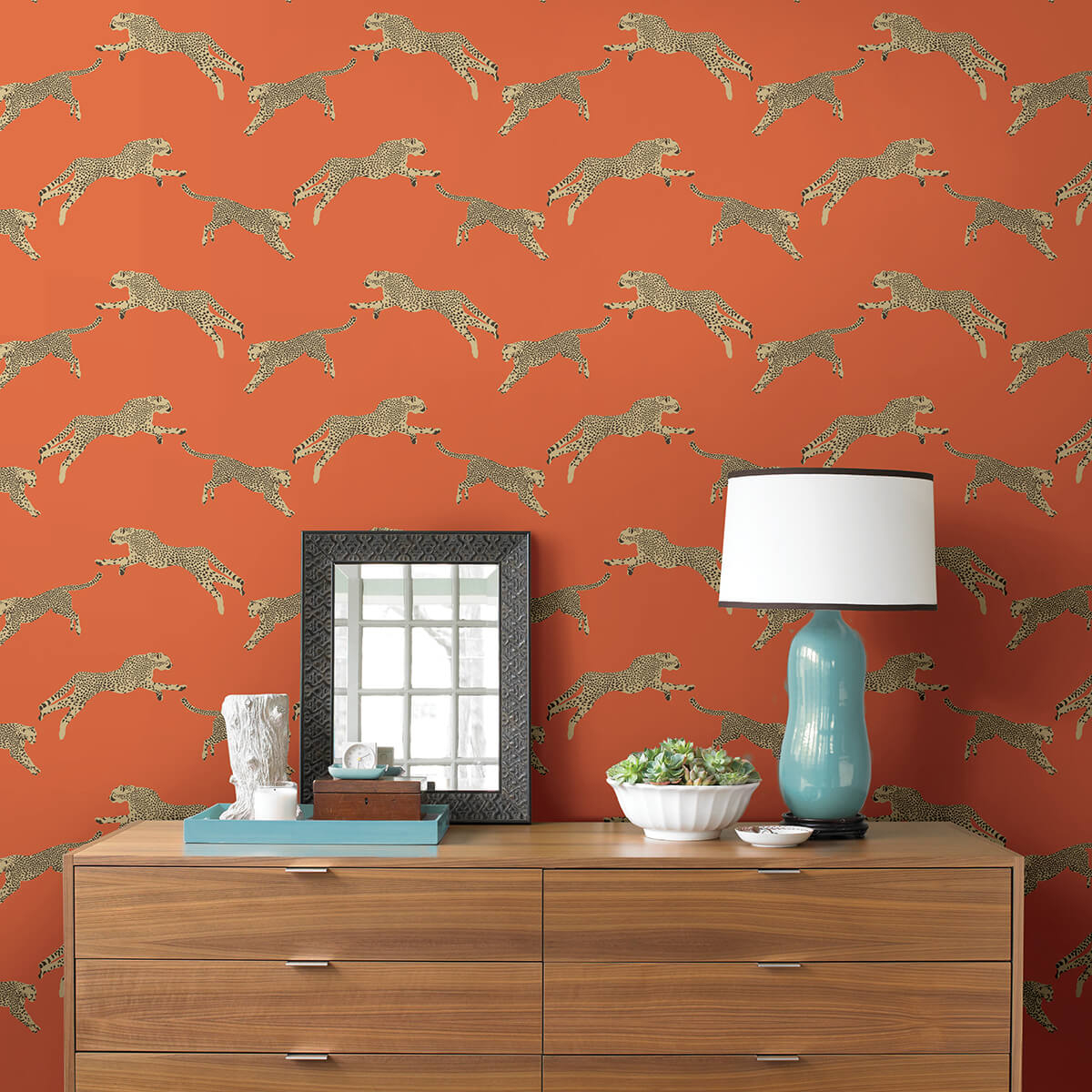 Clementine Leaping Cheetah Peel & Stick - York Wallcoverings - SCS4275 - York Wallcoverings Wallpaper