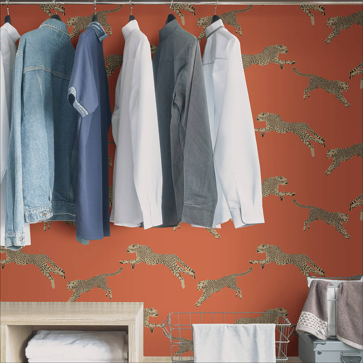 Clementine Leaping Cheetah Peel & Stick - York Wallcoverings - SCS4275 - York Wallcoverings Wallpaper