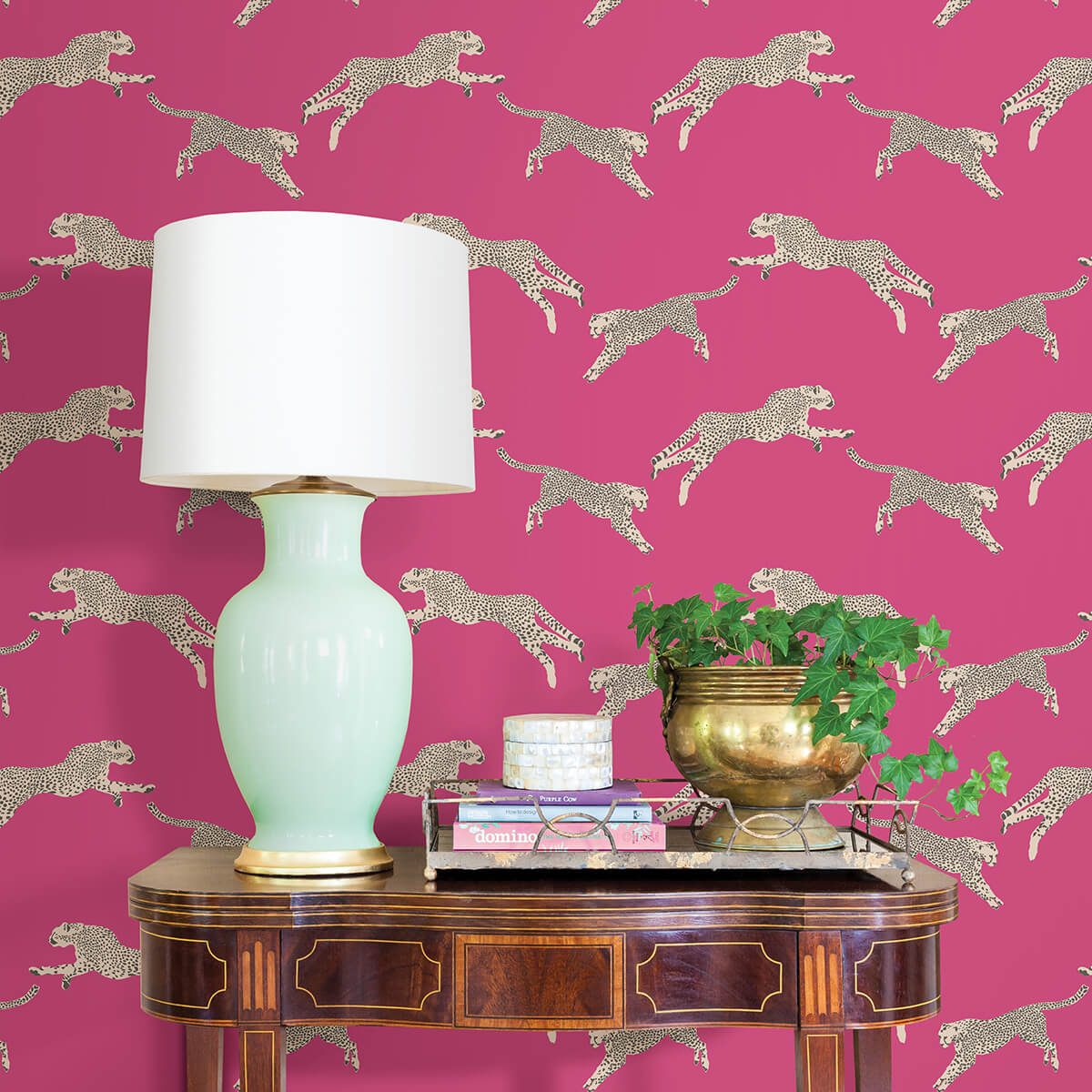 Bubblegum Leaping Cheetah Peel and Stick Wallpaper - York Wallcoverings - SCS4276 - York Wallcoverings Wallpaper