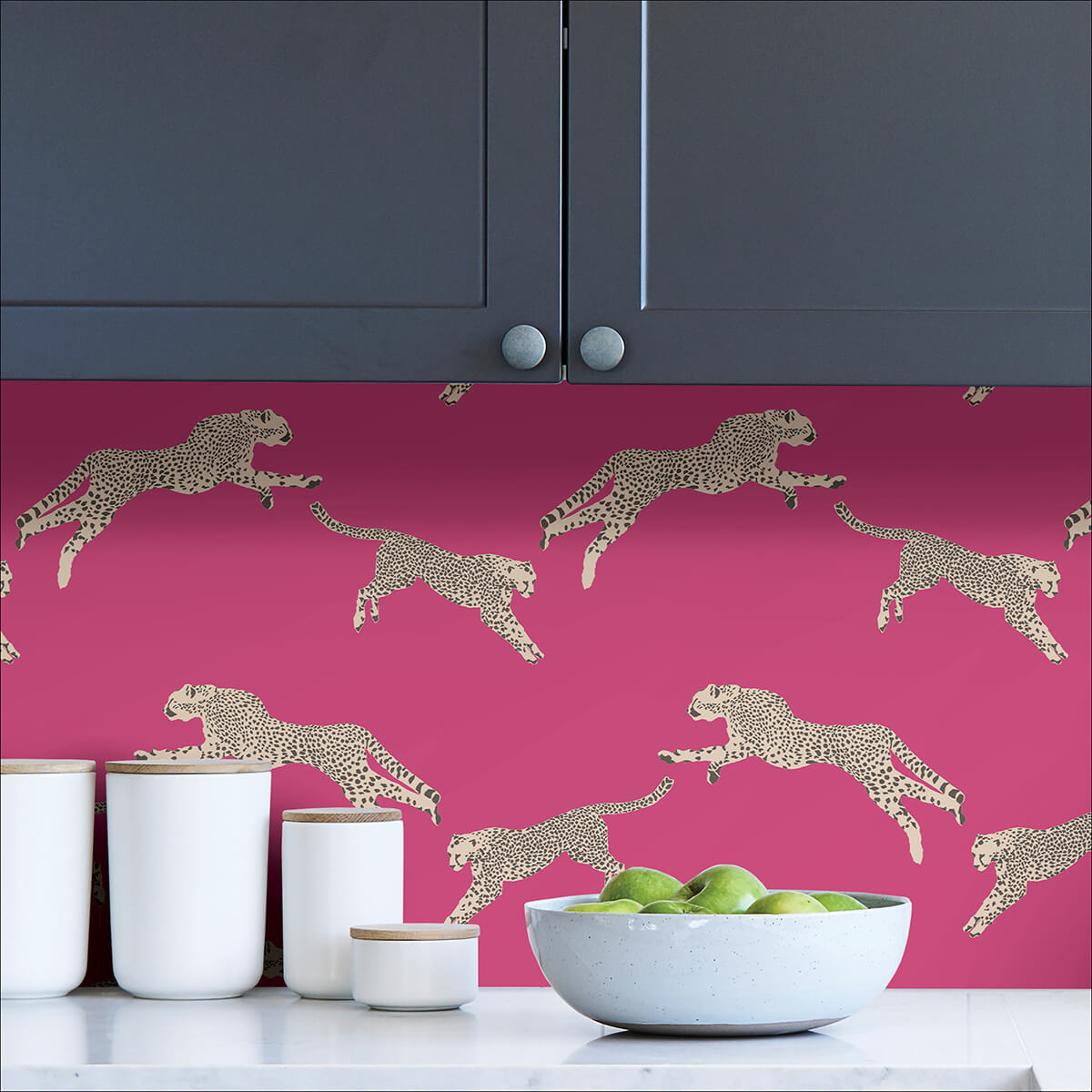 Bubblegum Leaping Cheetah Peel and Stick Wallpaper - York Wallcoverings - SCS4276 - York Wallcoverings Wallpaper