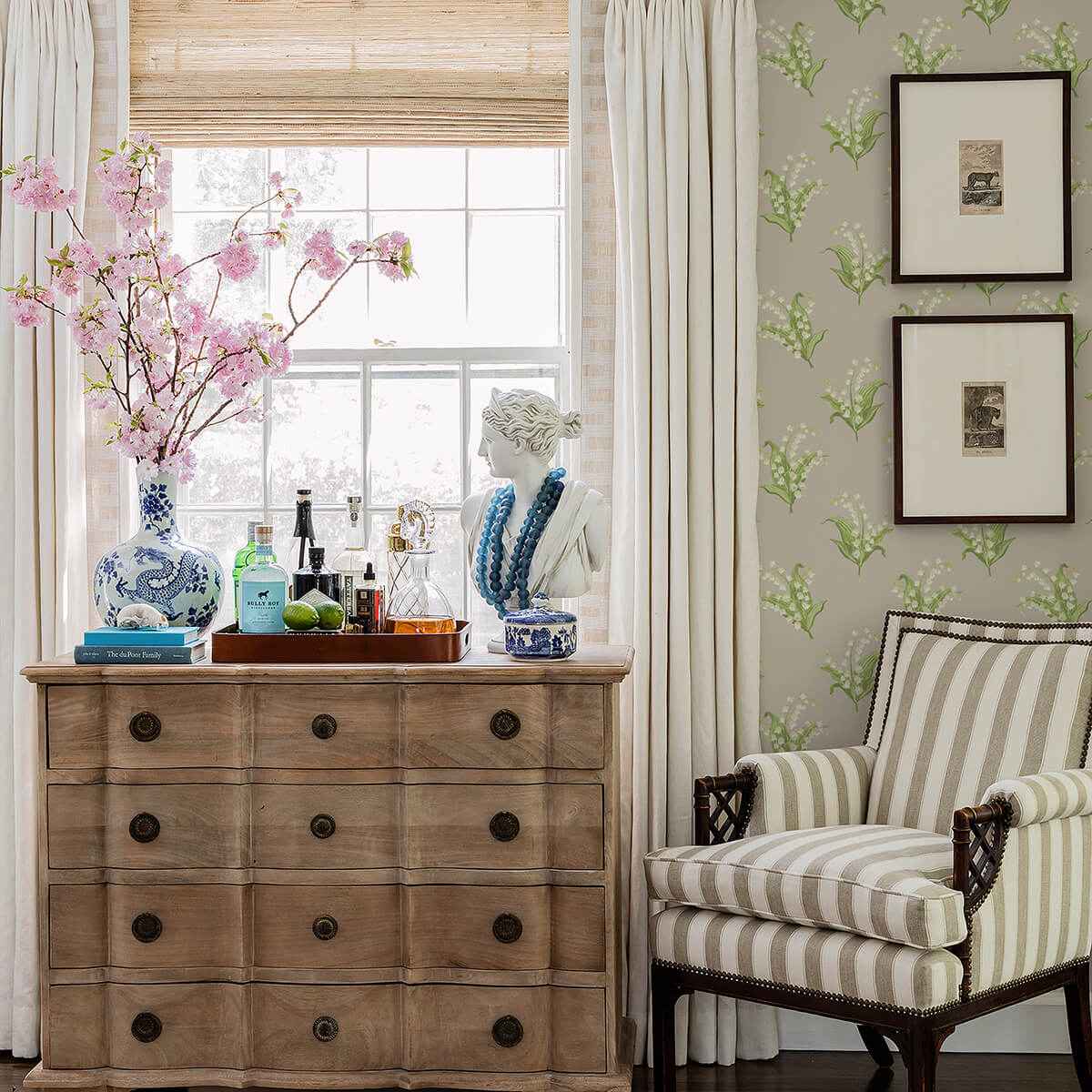 Farmington Stone Lily of the Valley Wallpaper - York Wallcoverings - AST4341 - York Wallcoverings Wallpaper