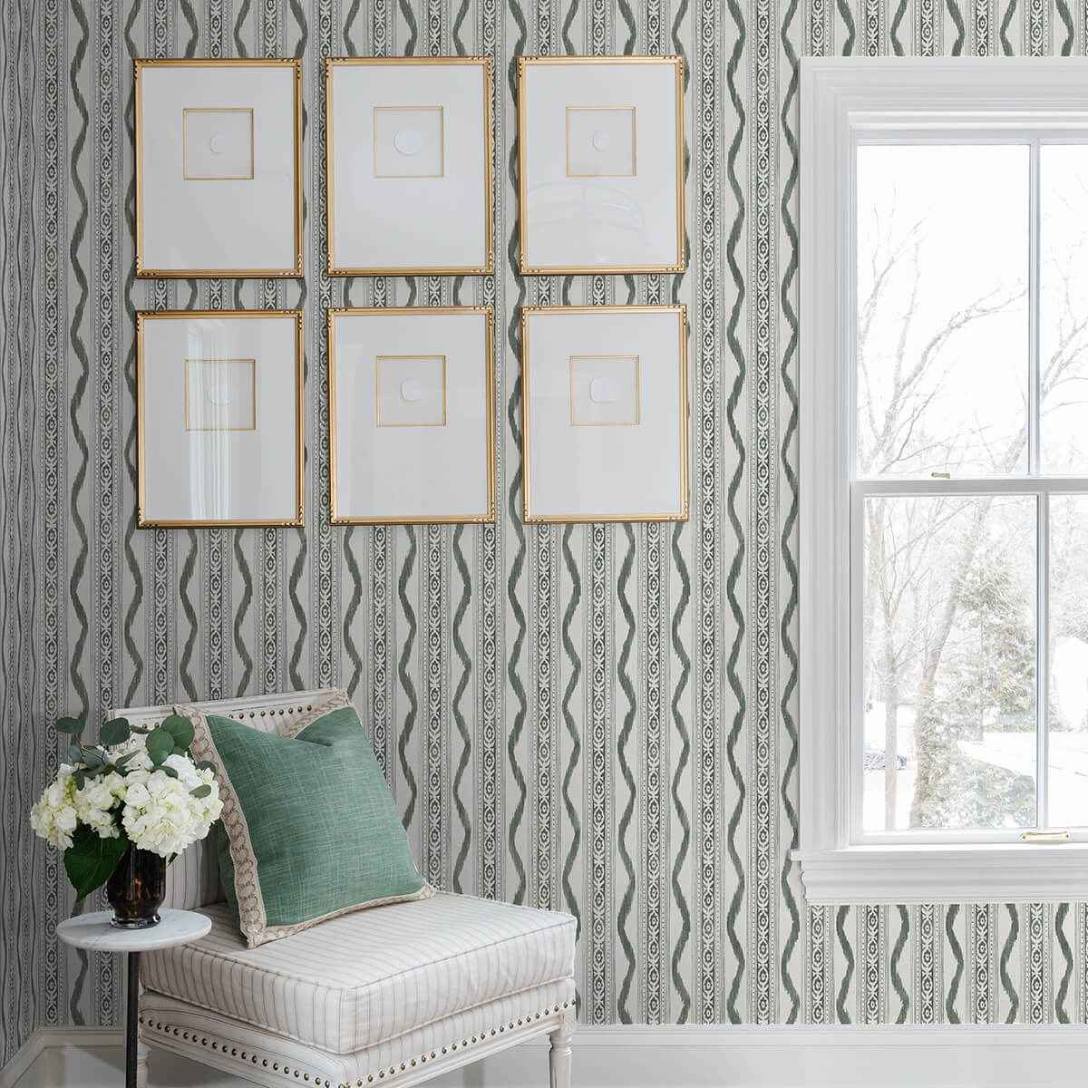 Rhys Green IKAT Stripe Wallpaper - York Wallcoverings - AST4347 - York Wallcoverings Wallpaper