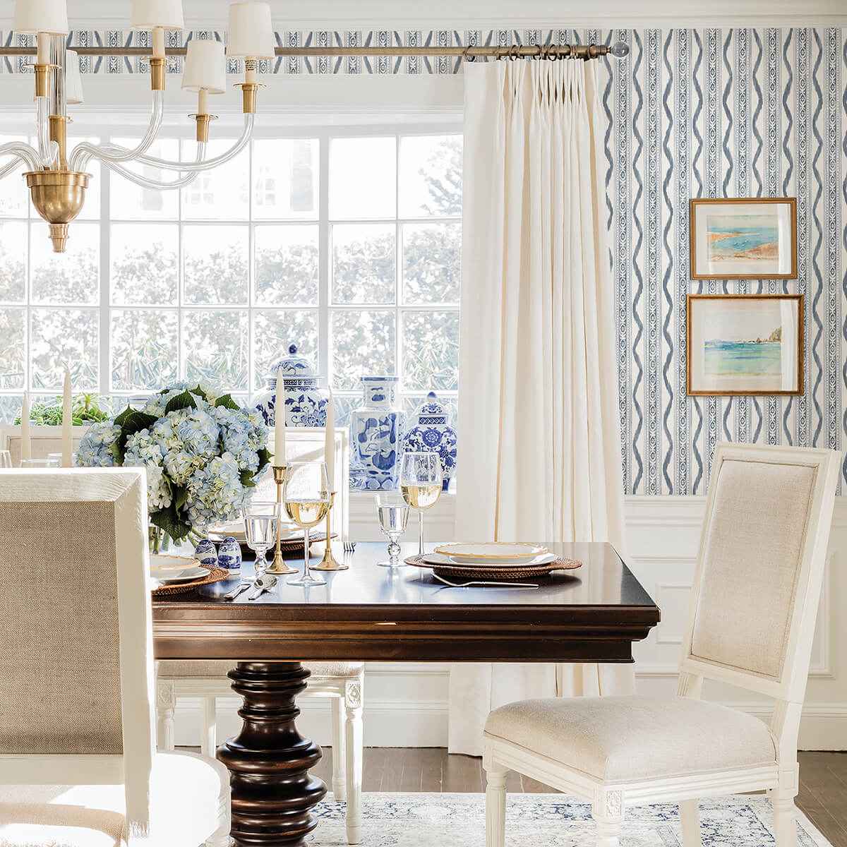 Rhys Blue IKAT Stripe Wallpaper - York Wallcoverings - AST4349 - York Wallcoverings Wallpaper