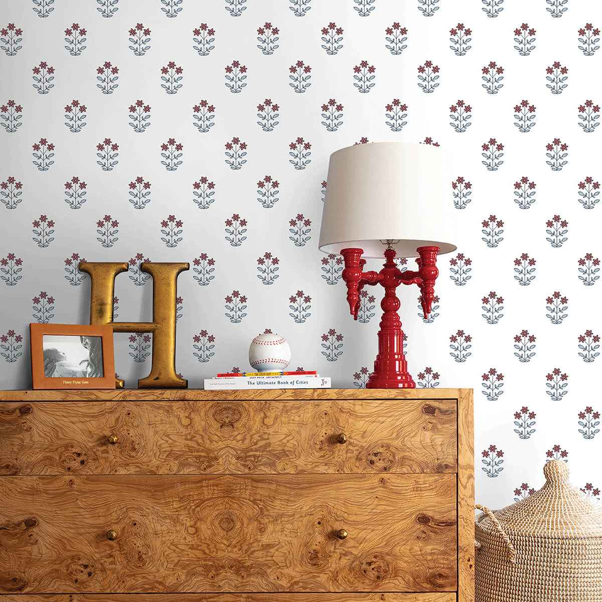 Kit Red Floral Wallpaper - York Wallcoverings - AST4361 - York Wallcoverings Wallpaper