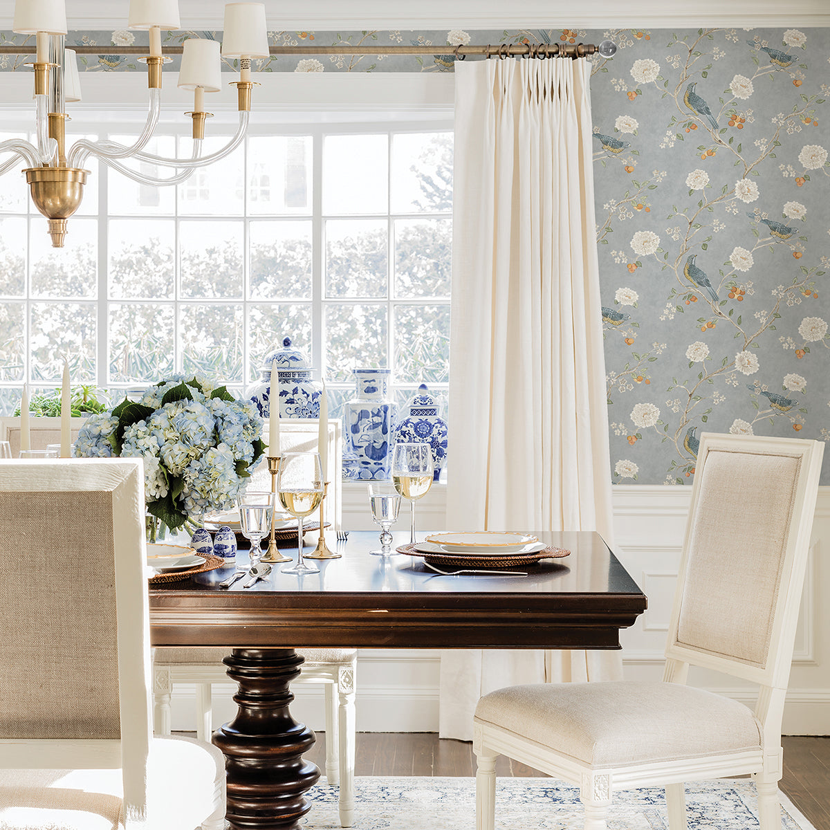 Wellesley Blue Heather Chinoiserie Wallpaper By Erin Gates - Brewster Wallcovering