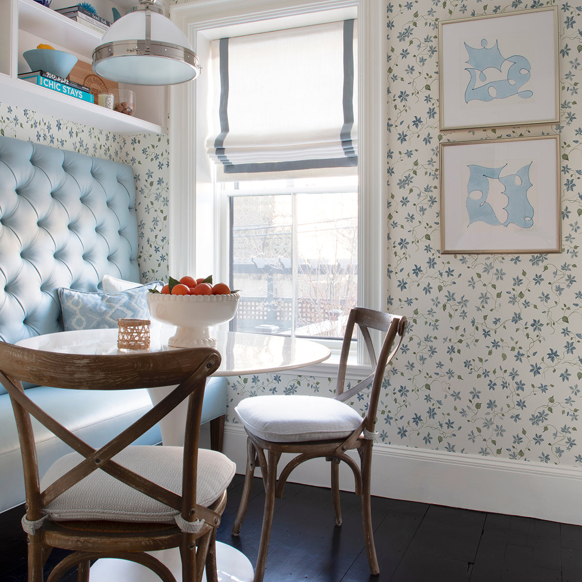 Betsy Blue Heather Floral Trail Wallpaper By Erin Gates - Brewster Wallcovering