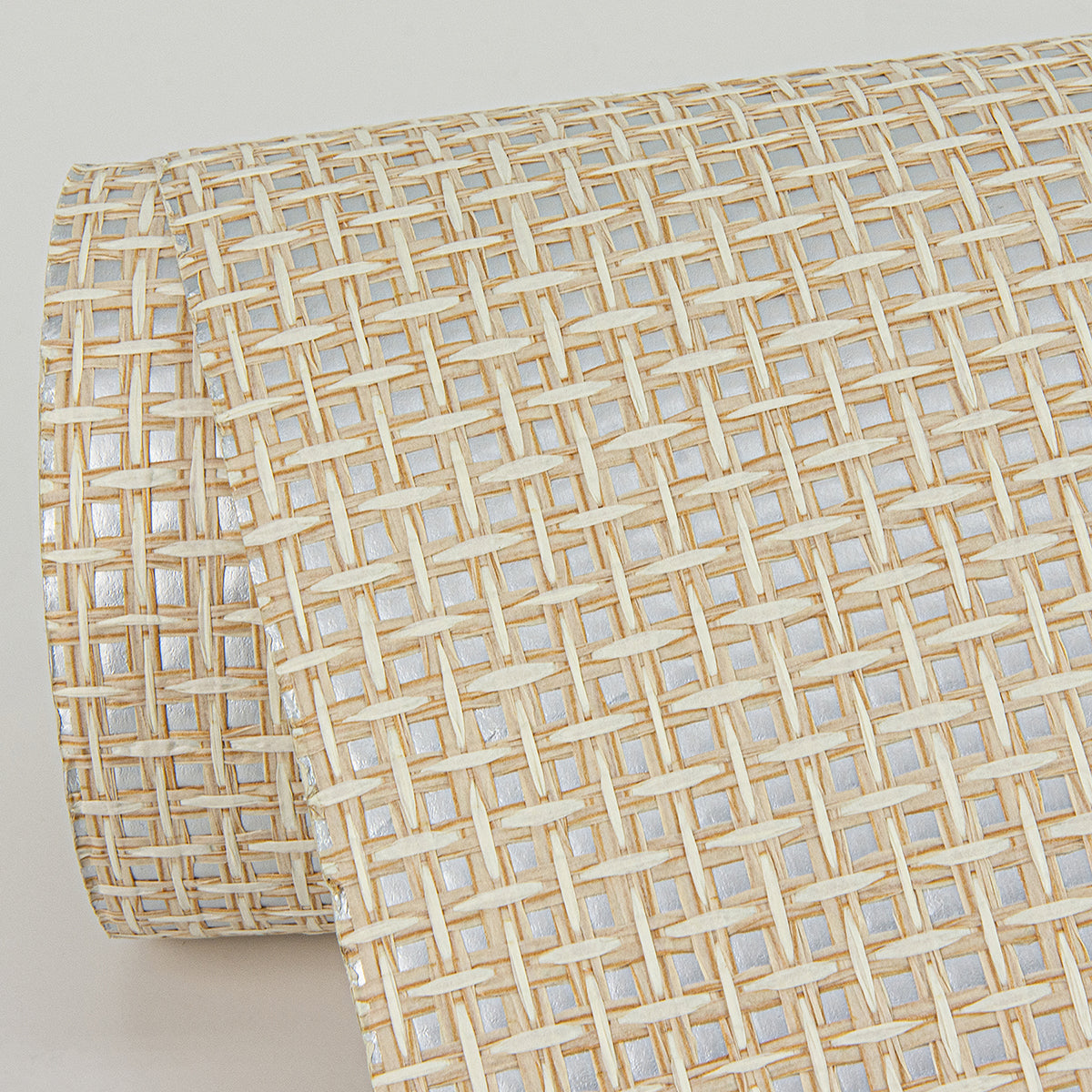 Aki Silver Paper Weave Basketweave Grasscloth Wallpaper  | Brewster Wallcovering - The WorkRm