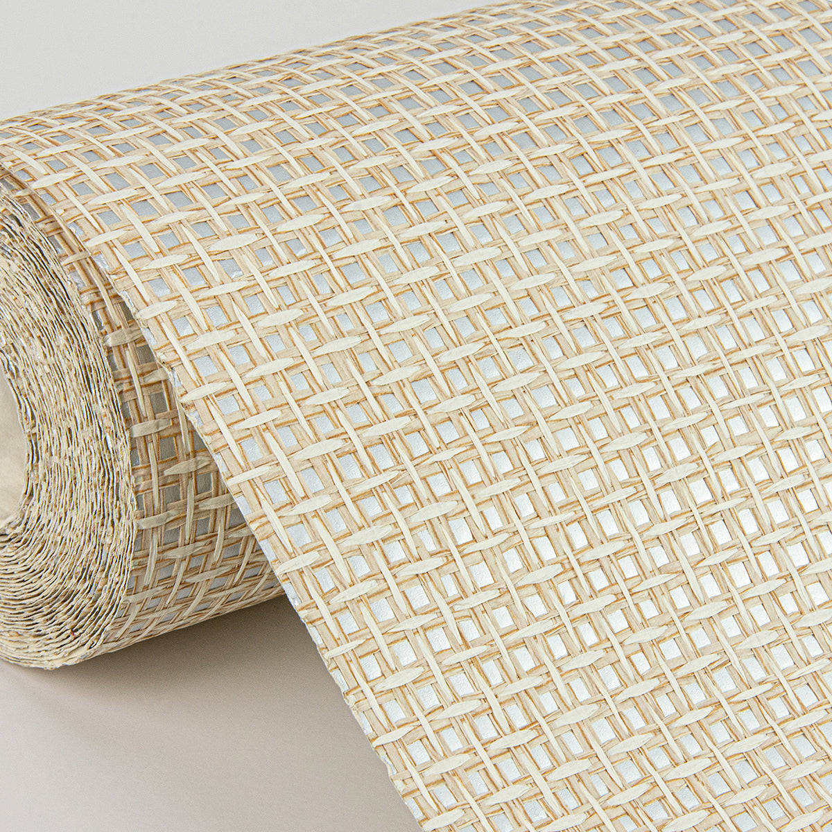 Aki Silver Paper Weave Basketweave Grasscloth Wallpaper  | Brewster Wallcovering - The WorkRm