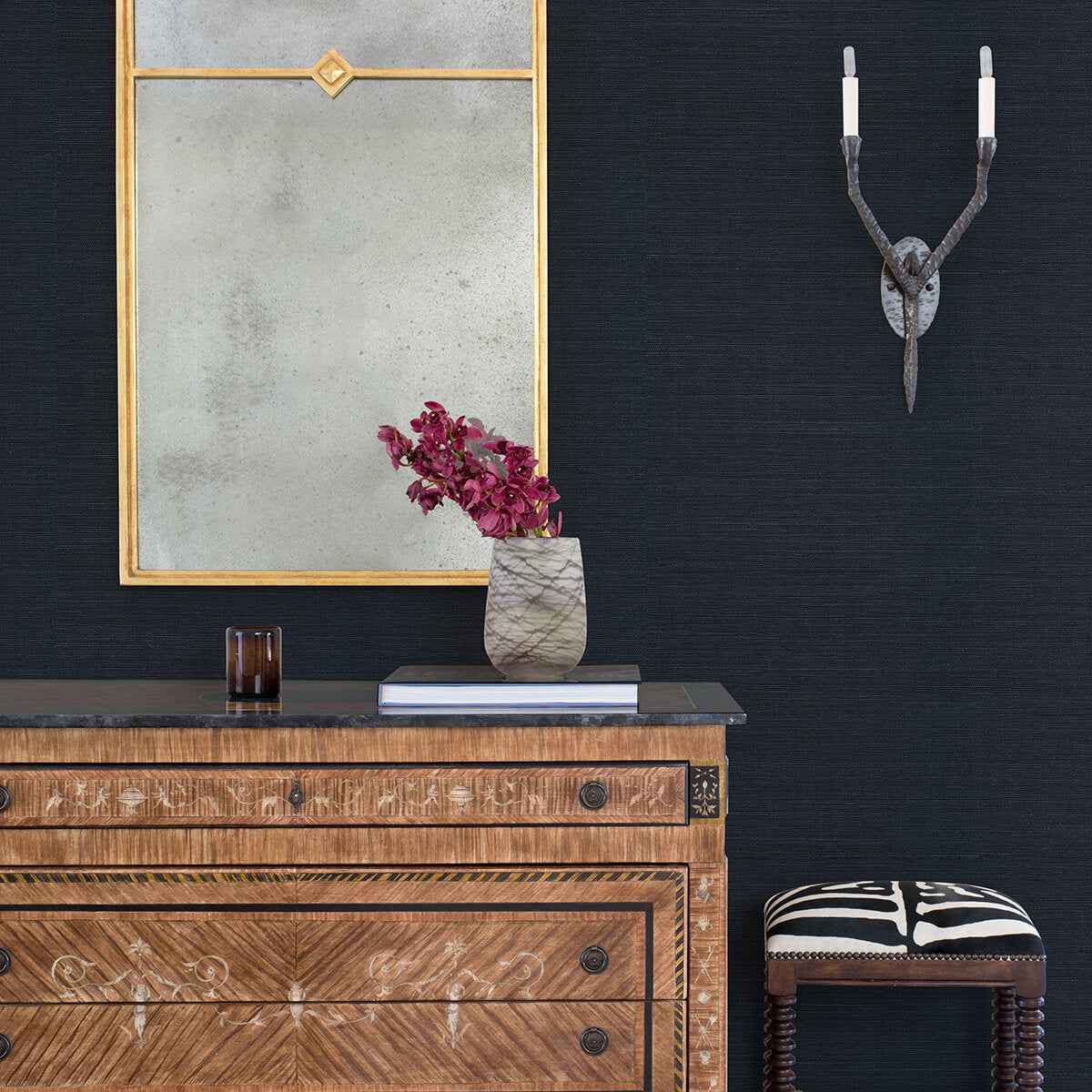Peninsula Navy Sisal Grasscloth Wallpaper - York Wallcoverings - 2972-80088 - York Wallcoverings Wallpaper