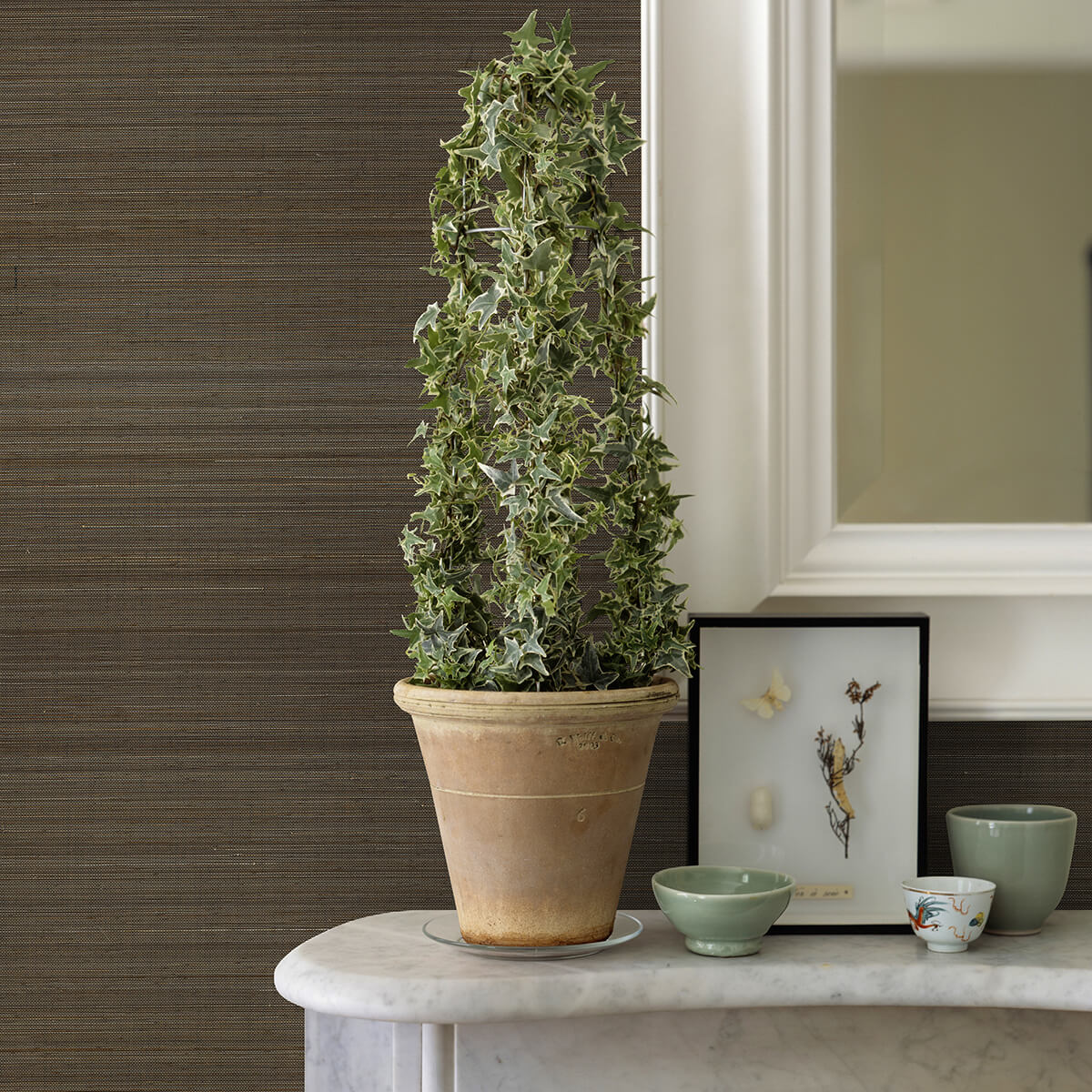 mai-dark-grey-abaca-grasscloth-wallpaper-york-wallcoverings-2972-86103 - York Wallcoverings Wallpaper