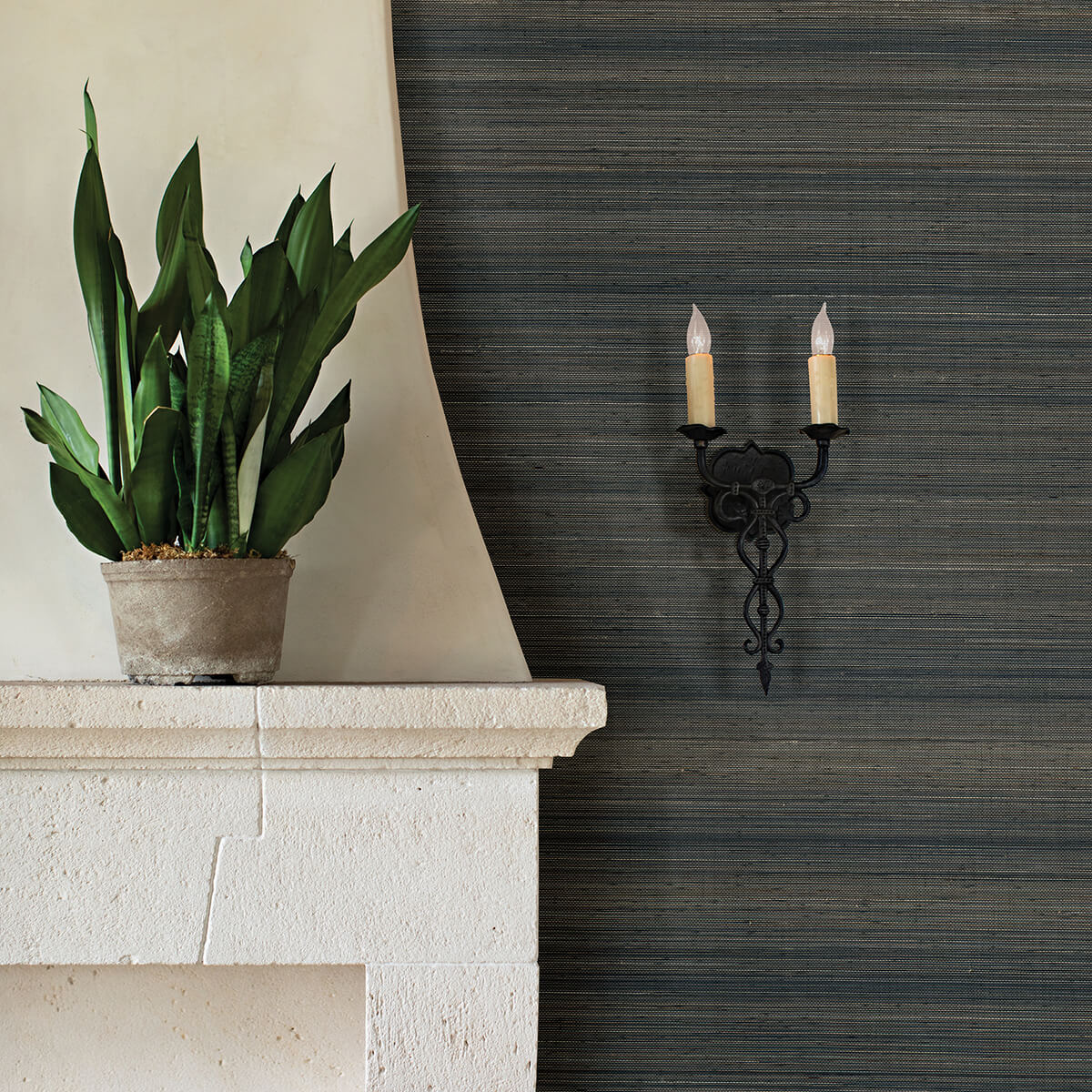 mai-indigo-abaca-grasscloth-wallpaper-york-wallcoverings-2972-86104 - York Wallcoverings Wallpaper